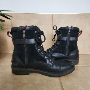 Ugg leather trim zip up combat booties